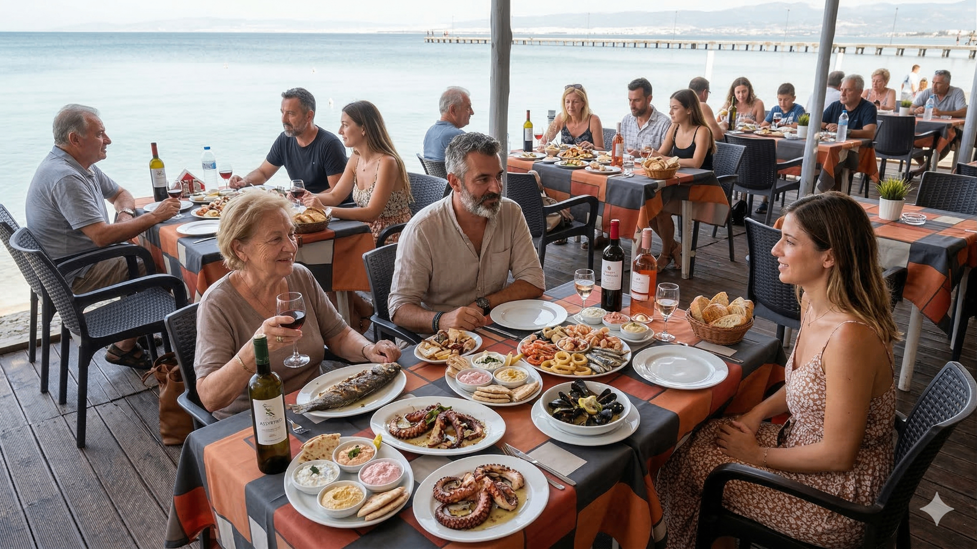 Seaside Tables with people